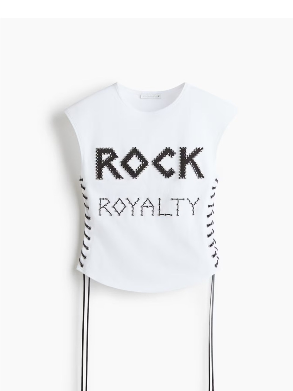 White 'Rock Royalty' Lace-Up Graphic Tank